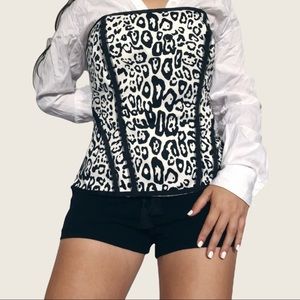 White House Black Market cheetah print corset bustier top